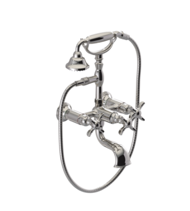 Rubinet 3WRVC Wall Mount Tub Filler With Hand Held Shower