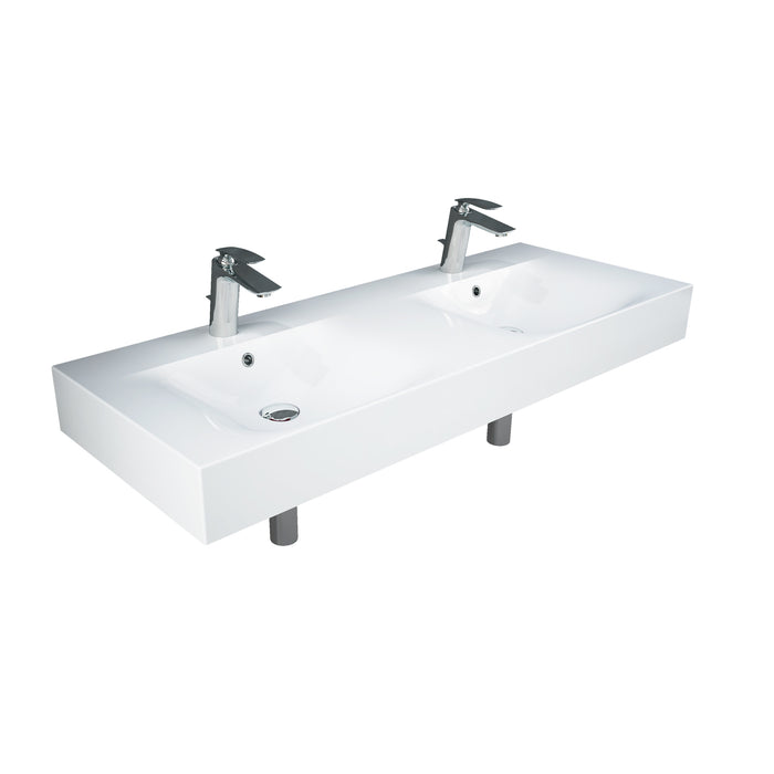 Barclay 4-1631WH Des 1210 Double Bowl Wall - Hung Basin 1 - Hole Per Bowl  - White