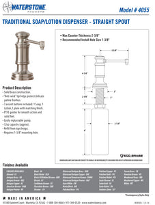Waterstone 6150-18-4 Towson Bridge Faucet w/18" Articulated Spout - Cross Handles 4pc. Suite