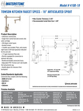 Load image into Gallery viewer, Waterstone 4100-18-1 Towson Kitchen Faucet - 18&quot; Articulated Spout w/Side Spray