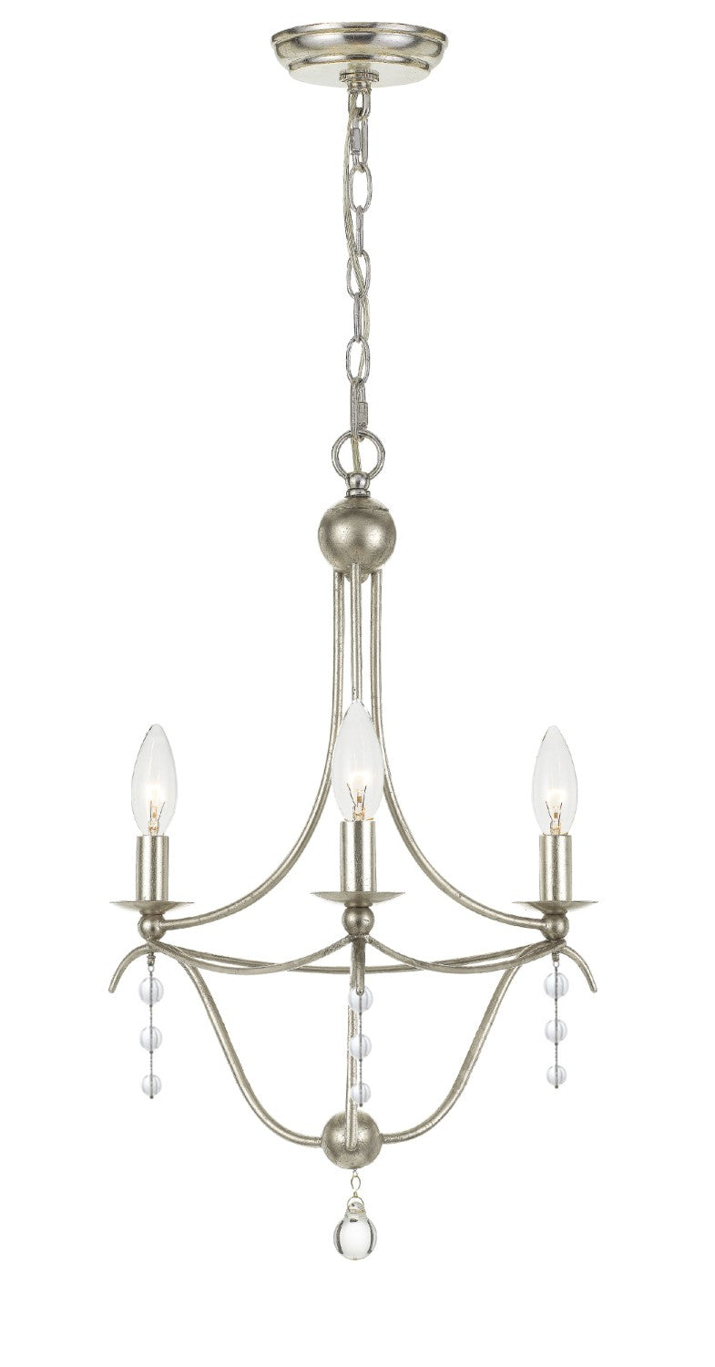 Crystorama 433-SA Metro 3 Light Mini Chandelier - Antique Silver