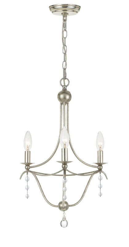 Crystorama 433-SA Metro 3 Light Mini Chandelier - Antique Silver