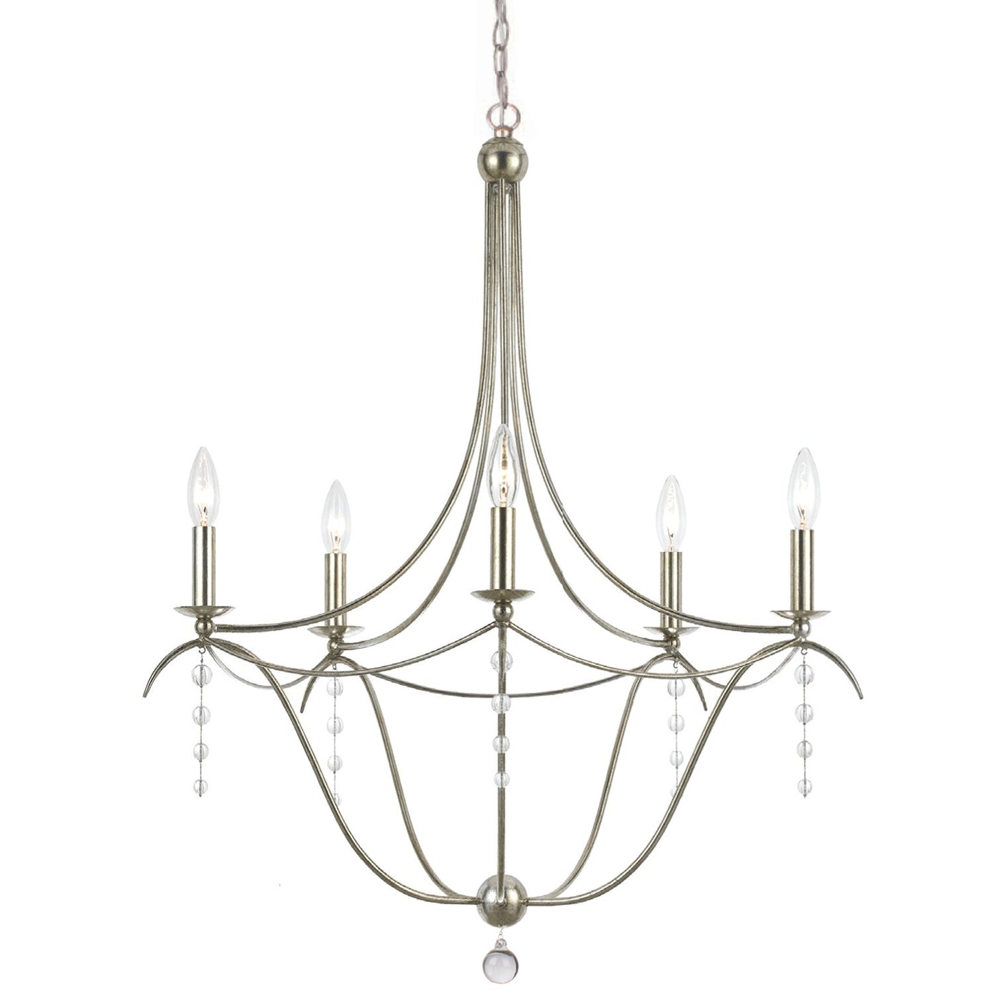 Crystorama 435-SA Metro 5 Light Crystal Chandelier - Antique Silver