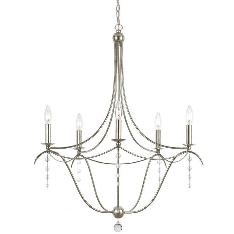 Crystorama 435-SA Metro 5 Light Crystal Chandelier - Antique Silver