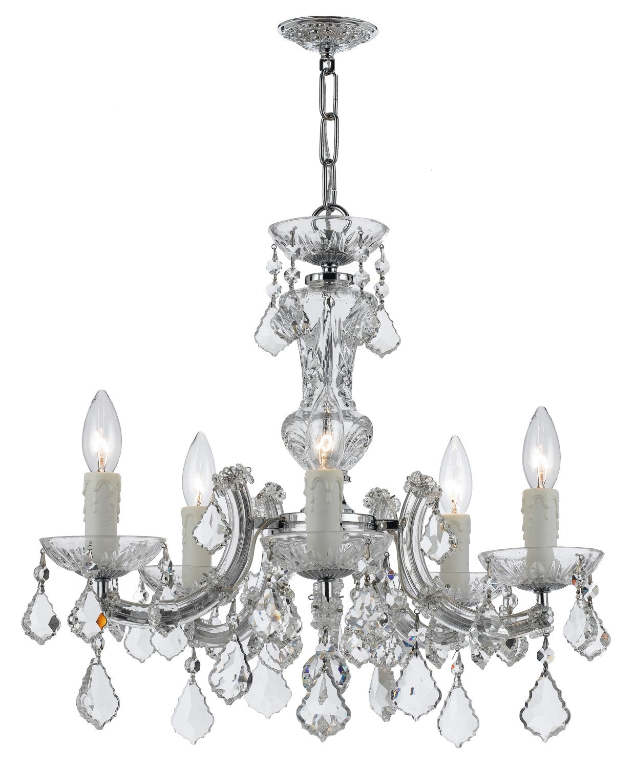 Crystorama 4376-CL-MWP Maria Theresa 5 Light Hand Cut Crystal Mini Chandelier - Parent