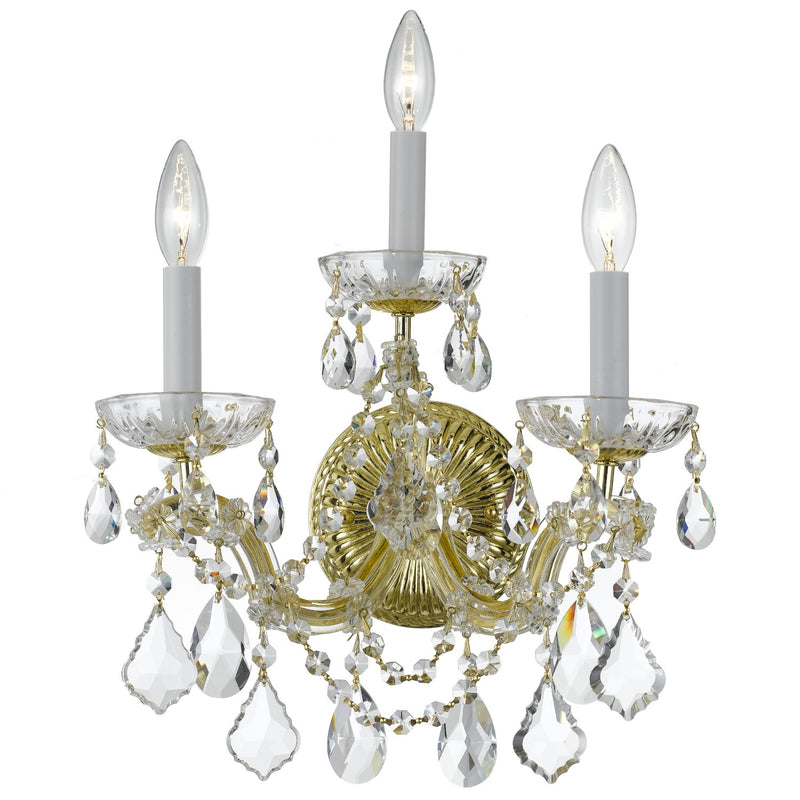 Crystorama 4403-CL-MWP Maria Theresa 3 Light Hand Cut Crystal Wall Mount