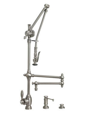 Waterstone 4410-18-3 Traditional Gantry Pulldown Faucet - 18" Articulated Spout 3pc. Suite
