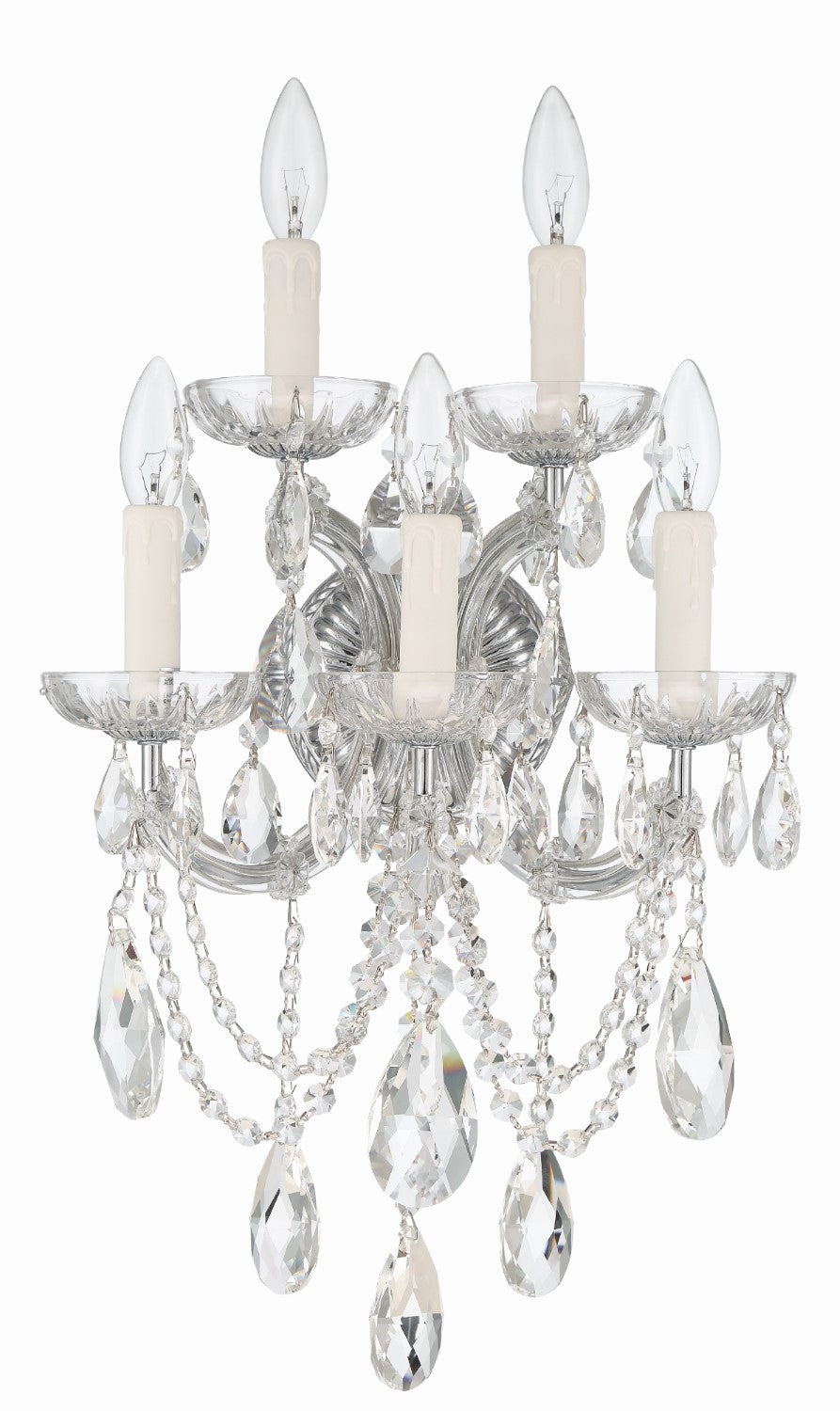 Crystorama 4425-CL-MWP Maria Theresa 5 Light Hand Cut Crystal Wall Mount - Parent