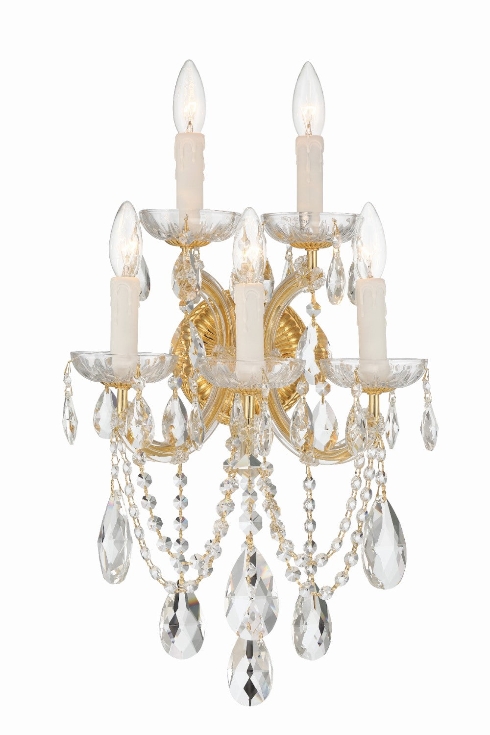 Crystorama 4425-CL-MWP Maria Theresa 5 Light Hand Cut Crystal Wall Mount
