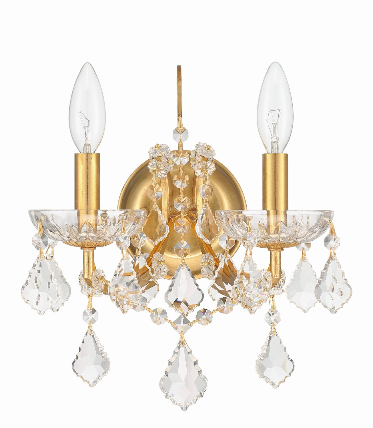 Crystorama 4452-GA-CL-MWP Filmore 2 Light Hand Cut Crystal Wall Mount - Antique Gold
