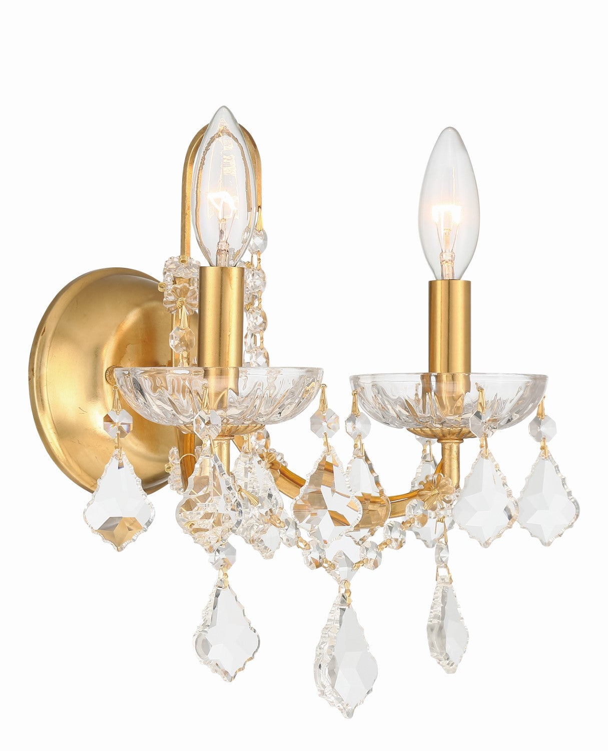 Crystorama 4452-GA-CL-MWP Filmore 2 Light Hand Cut Crystal Wall Mount - Antique Gold