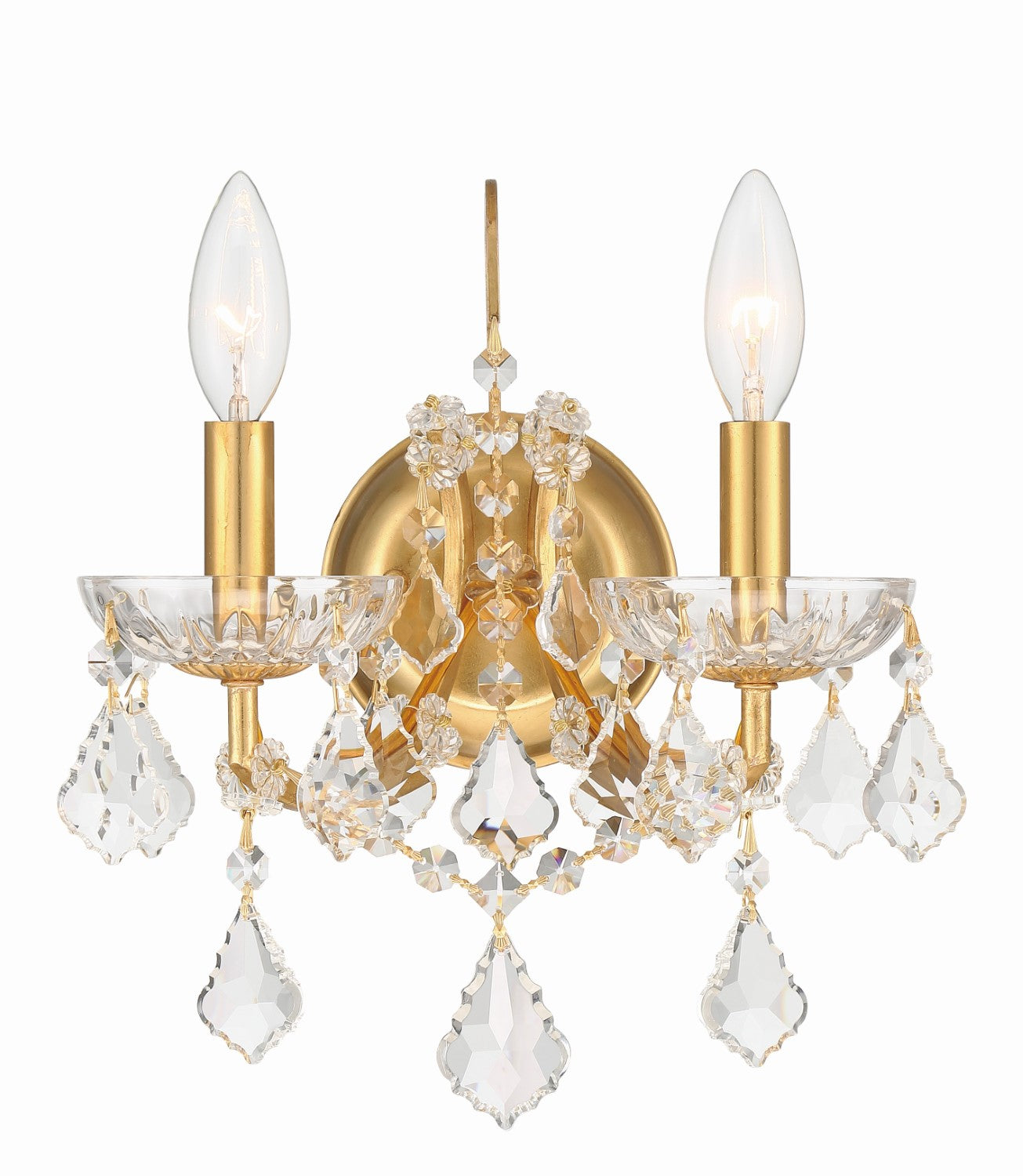 Crystorama 4452-GA-CL-SAQ Filmore 2 Light Spectra Crystal Wall Mount - Antique Gold