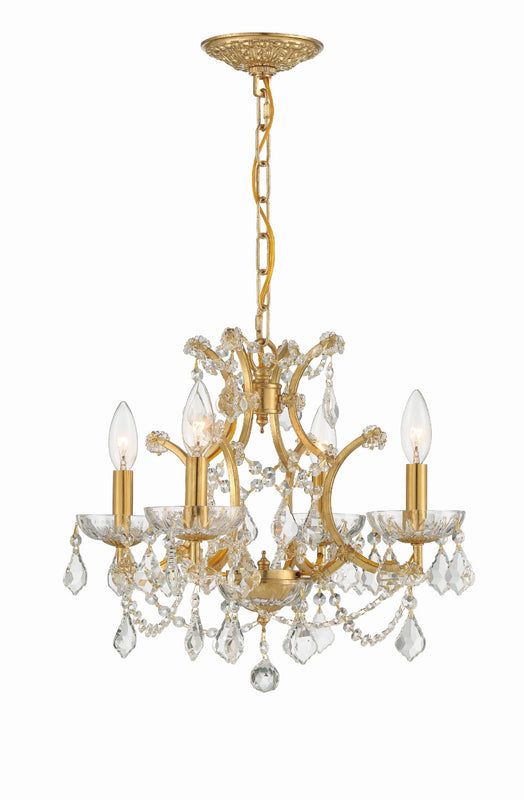 Crystorama 4454-GA-CL-MWP Filmore 4 Light Hand Cut Crystal Mini Chandelier - Antique Gold