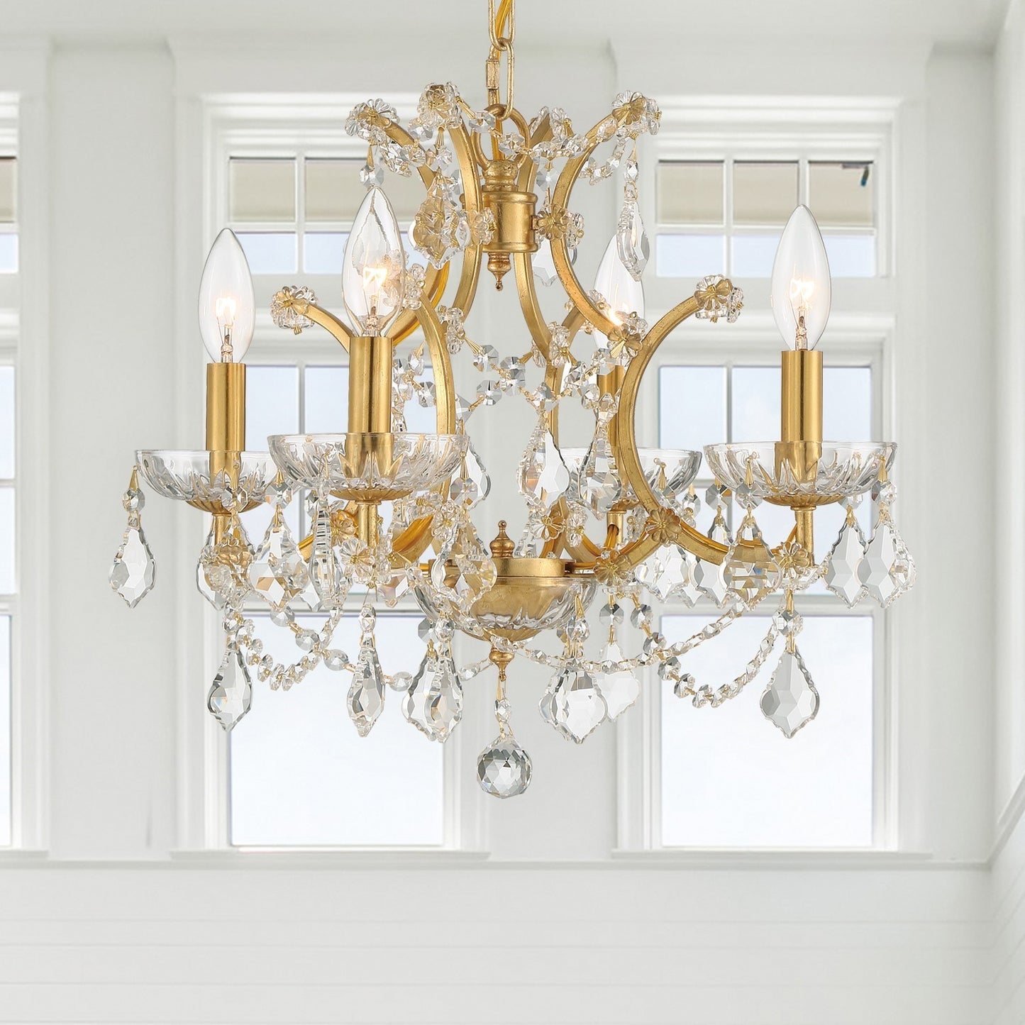 Crystorama 4454-GA-CL-MWP Filmore 4 Light Hand Cut Crystal Mini Chandelier - Antique Gold