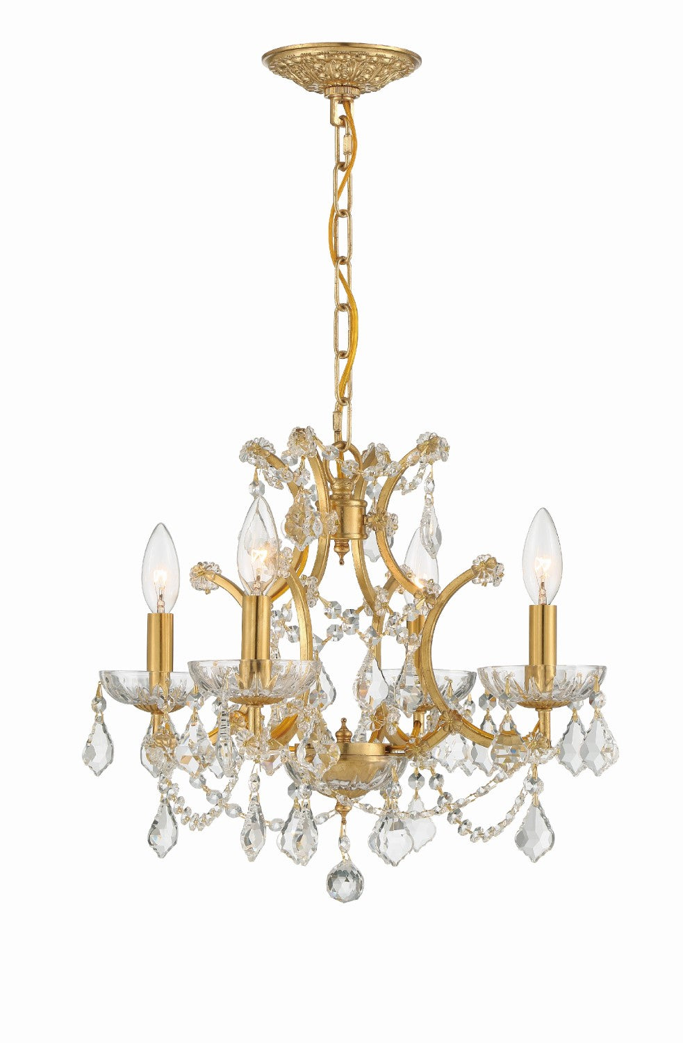 Crystorama 4454-GA-CL-S Filmore 4 Light Swarovski Strass Crystal Mini Chandelier - Antique Gold