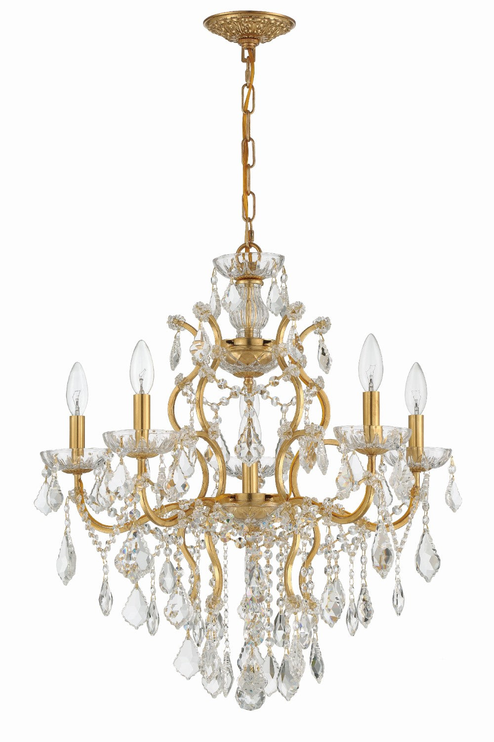 Crystorama 4455-GA-CL-MWP Filmore 6 Light Hand Cut Crystal Chandelier - Antique Gold