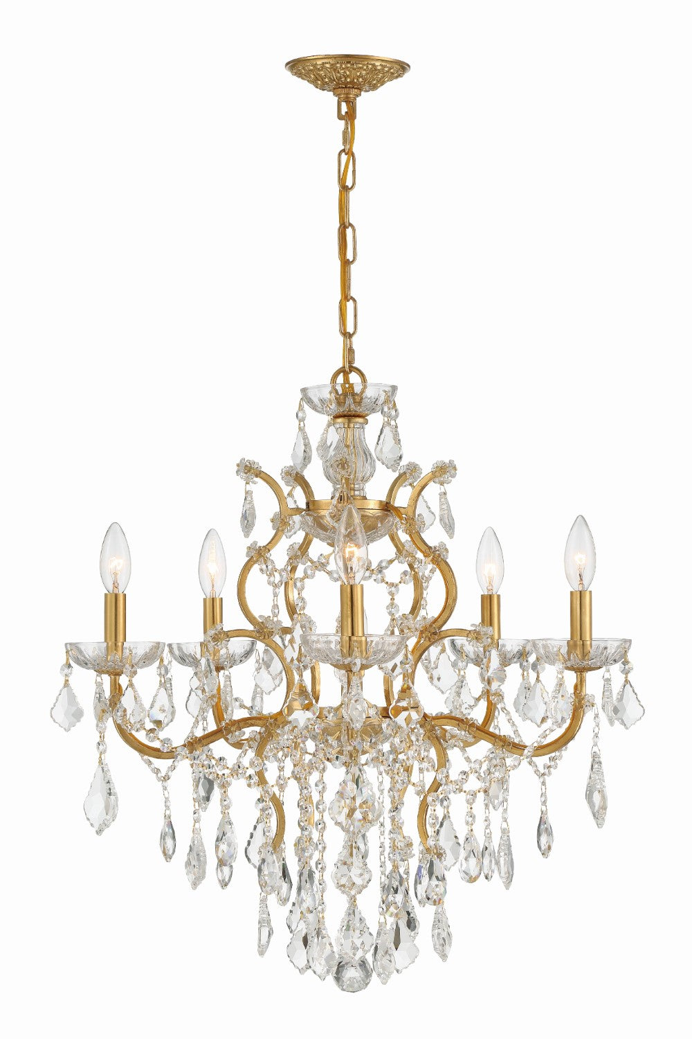 Crystorama 4455-GA-CL-MWP Filmore 6 Light Hand Cut Crystal Chandelier - Antique Gold