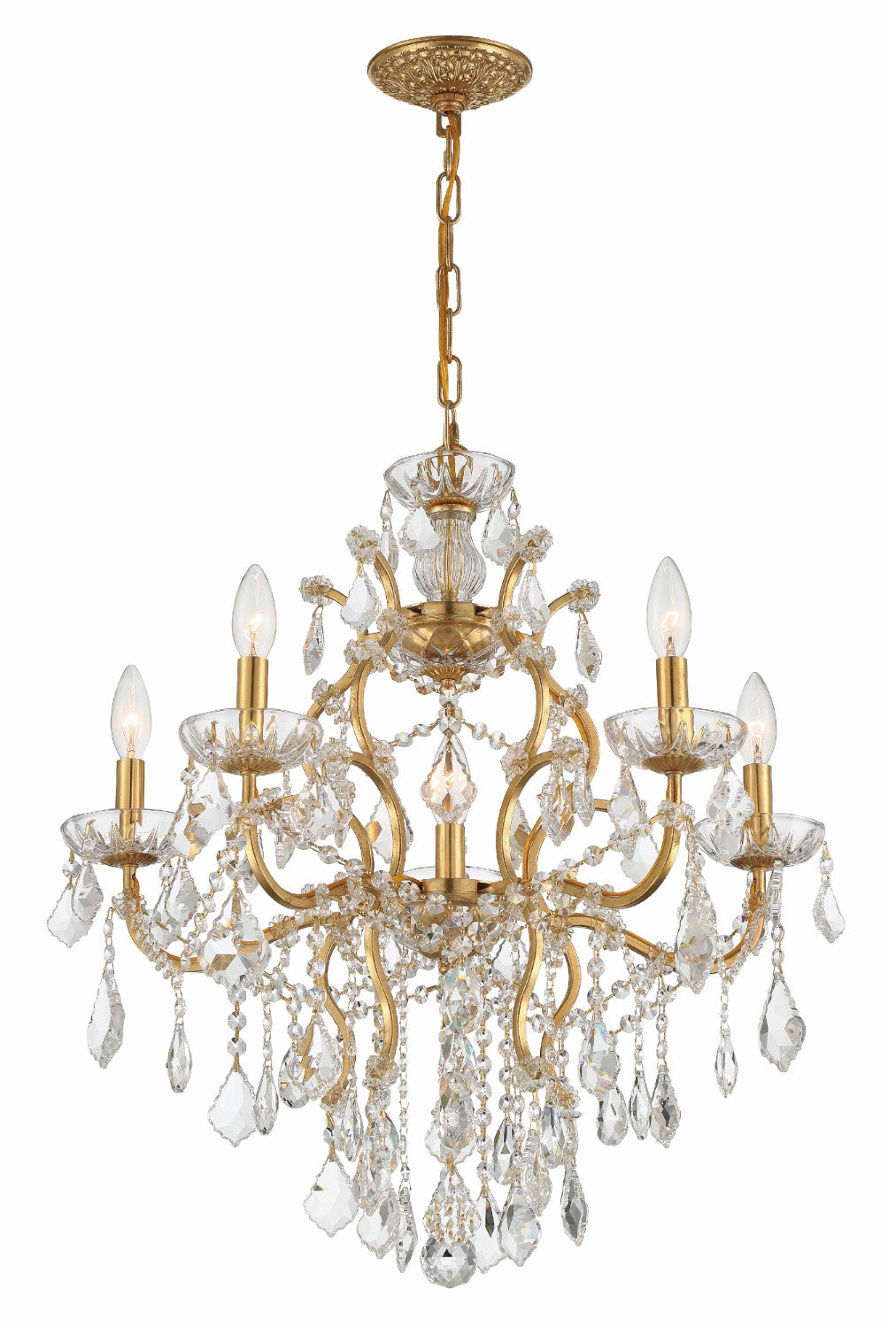 Crystorama 4455-GA-CL-MWP Filmore 6 Light Hand Cut Crystal Chandelier - Antique Gold