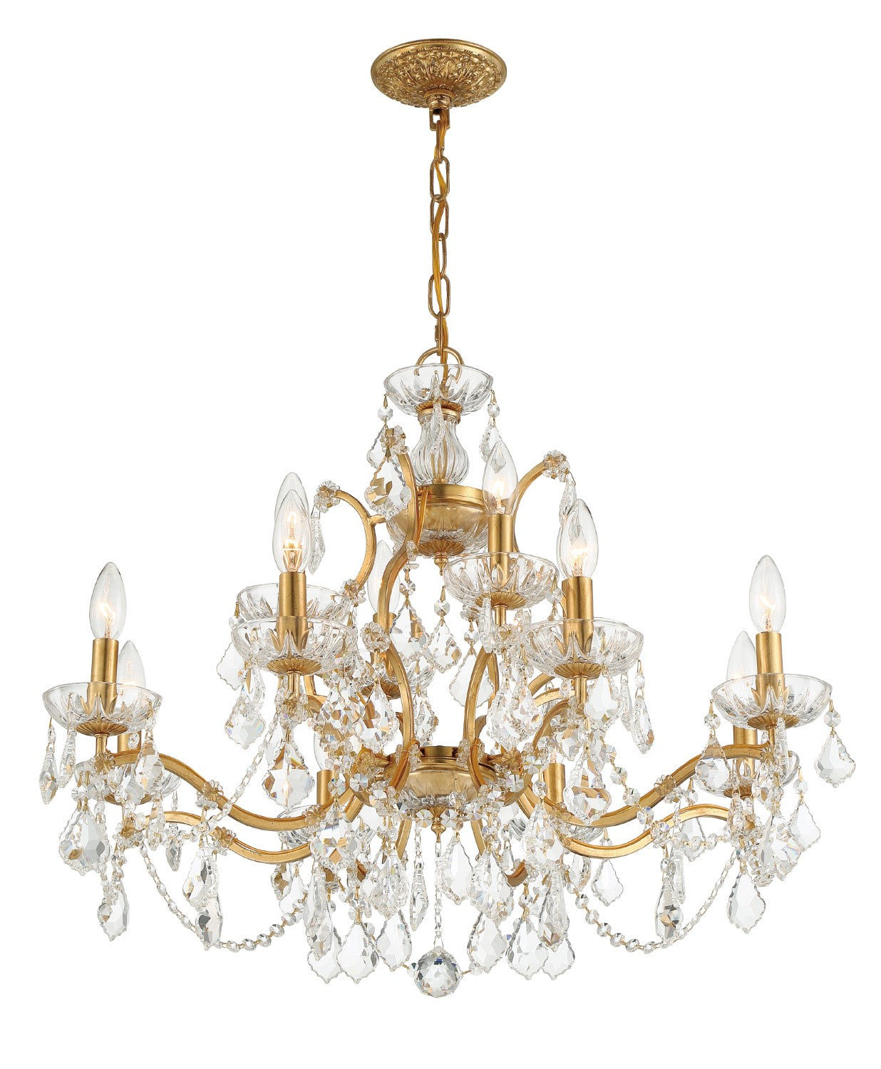 Crystorama 4456-GA-CL-S Filmore 12 Light Swarovski Strass Crystal Chandelier - Antique Gold