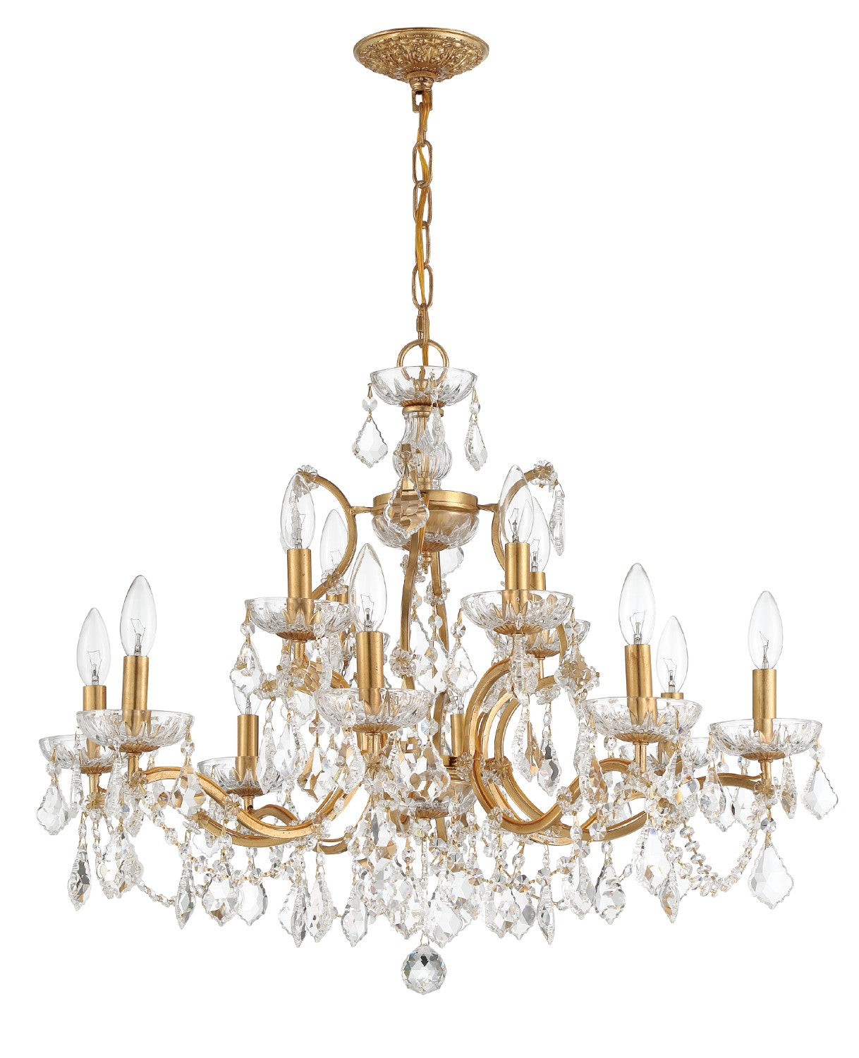 Crystorama 4456-GA-CL-S Filmore 12 Light Swarovski Strass Crystal Chandelier - Antique Gold