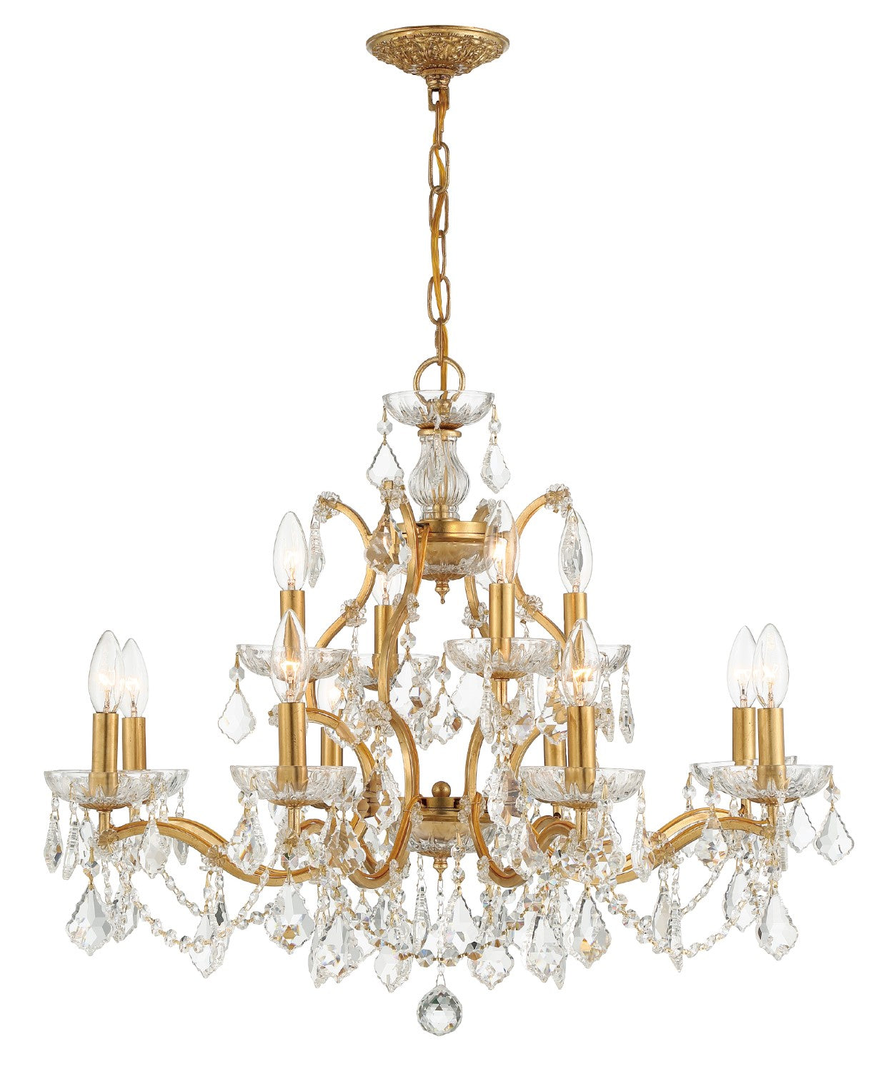 Crystorama 4456-GA-CL-S Filmore 12 Light Swarovski Strass Crystal Chandelier - Antique Gold
