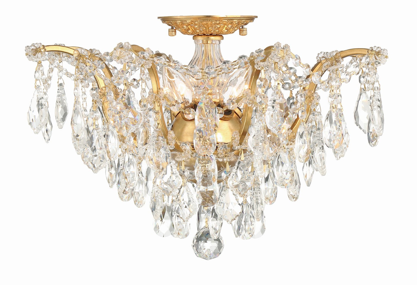 Crystorama 4457-GA-CL-MWP Filmore 5 Light Hand Cut Crystal Ceiling Mount - Antique Gold
