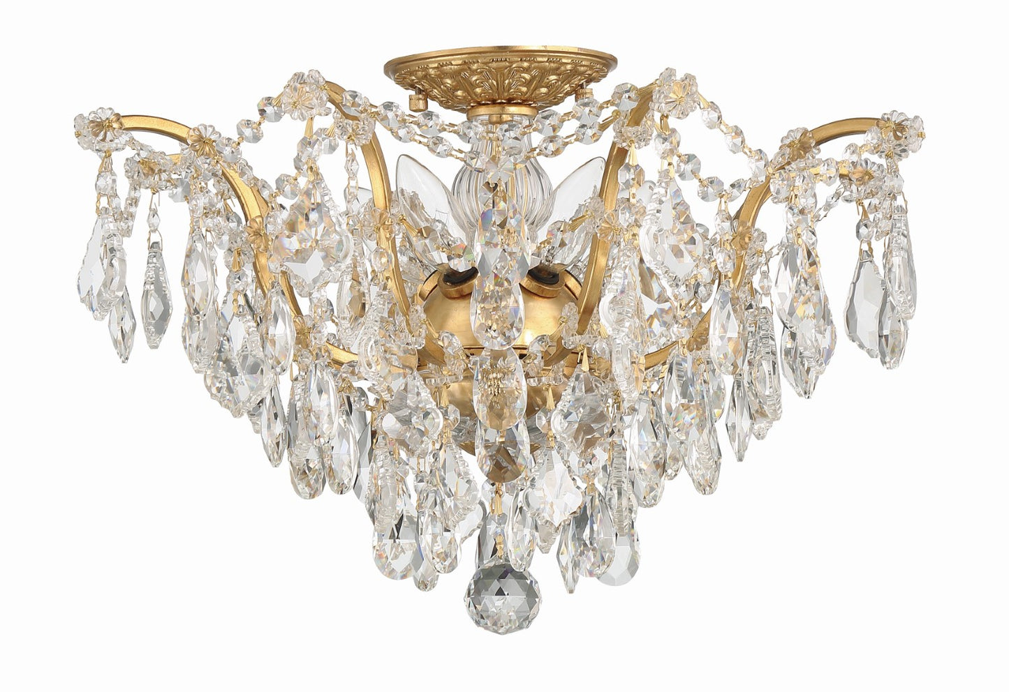 Crystorama 4457-GA-CL-MWP Filmore 5 Light Hand Cut Crystal Ceiling Mount - Antique Gold