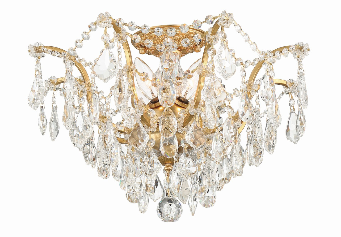 Crystorama 4457-GA-CL-MWP Filmore 5 Light Hand Cut Crystal Ceiling Mount - Antique Gold