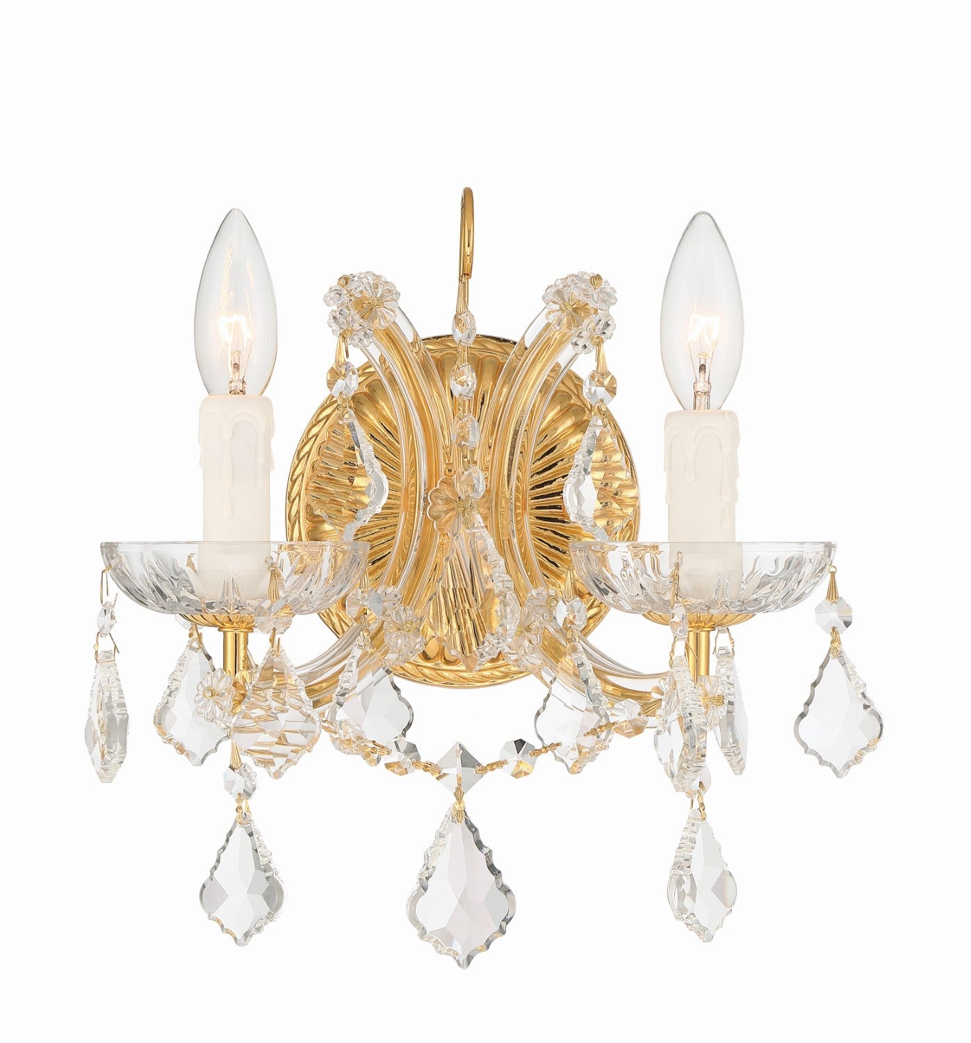 Crystorama 4472-CL-MWP Maria Theresa 2 Light Hand Cut Crystal Wall Mount
