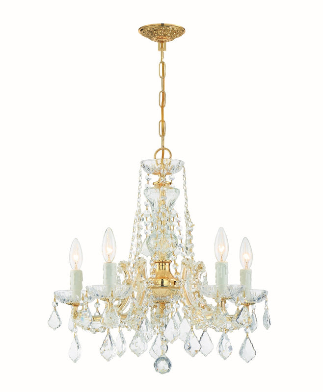 Crystorama 4476-CL-MWP Maria Theresa 5 Light Hand Cut Crystal Mini Chandelier
