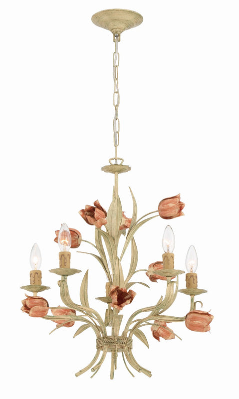 Crystorama 4805-SR Southport 5 Light Chandelier - Sage Rose