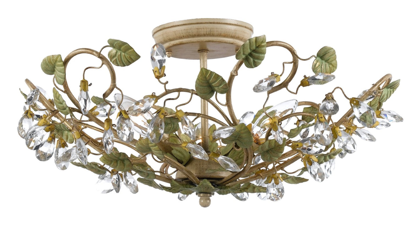 Crystorama 4840-CT Josie 5 Light Ceiling Mount - Champagne Green Tea
