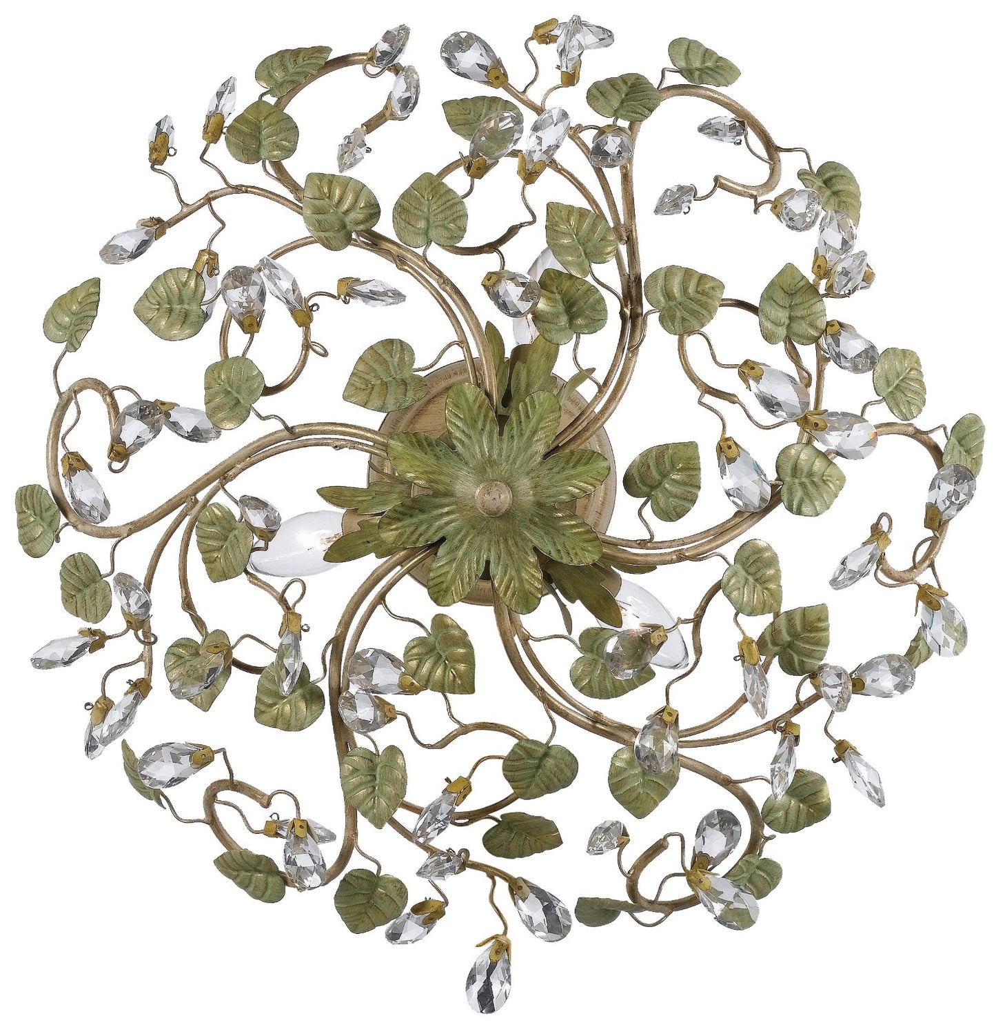 Crystorama 4840-CT Josie 5 Light Ceiling Mount - Champagne Green Tea