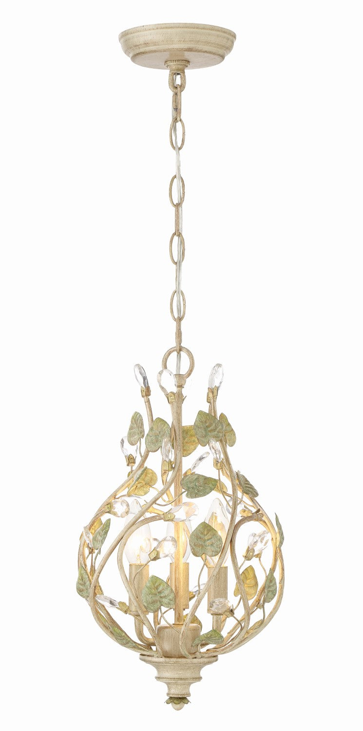 Crystorama 4845-CT Josie 3 Light Mini Chandelier - Champagne Green Tea