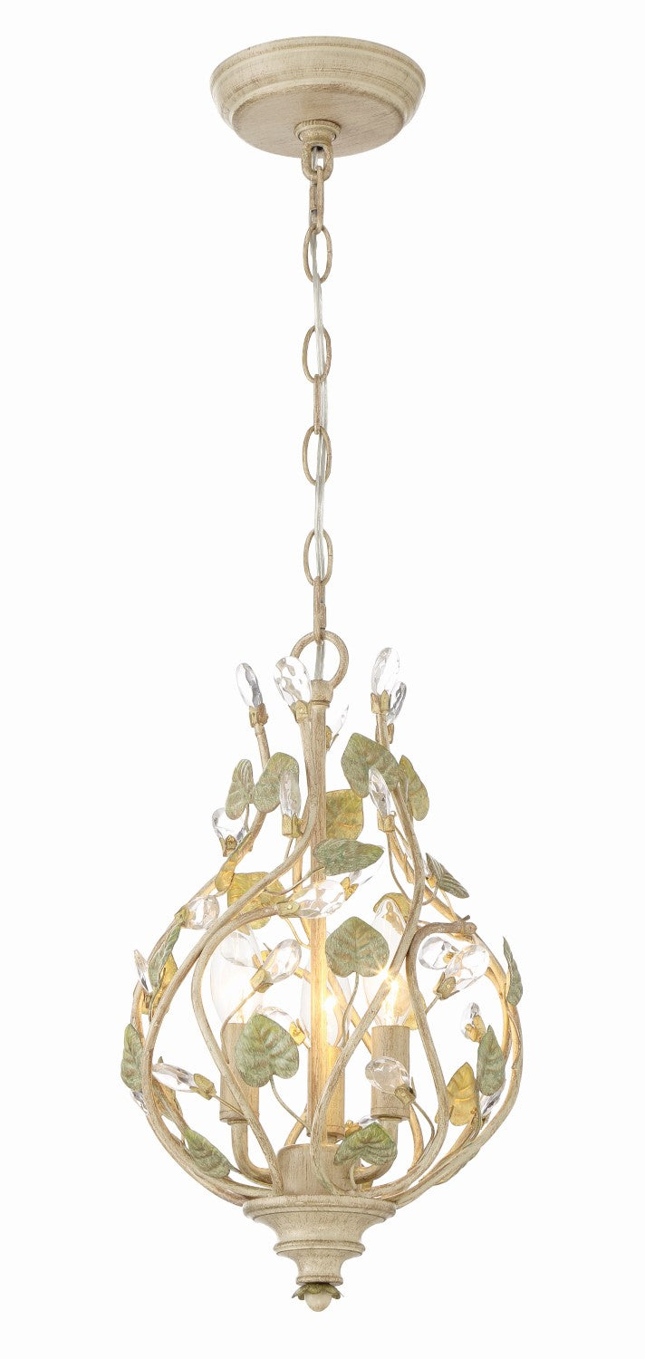 Crystorama 4845-CT Josie 3 Light Mini Chandelier - Champagne Green Tea