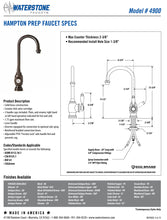 Load image into Gallery viewer, Waterstone 4900-1 Hampton Prep Faucet w/Side Spray