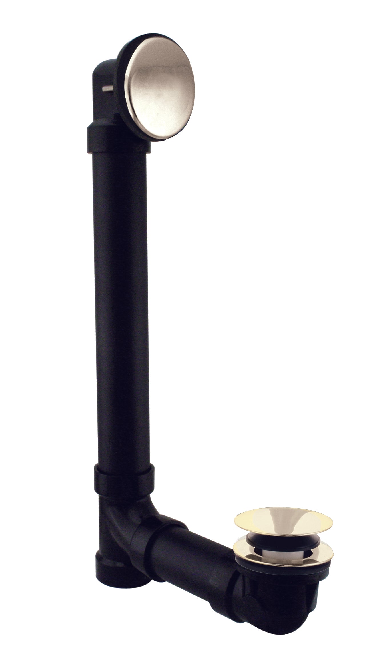 Westbrass 493144H Illusionary Overflow 12 in. and 4 in. Sch. 40 ABS Bath Waste and Overflow with Tip-Toe Bath Drain