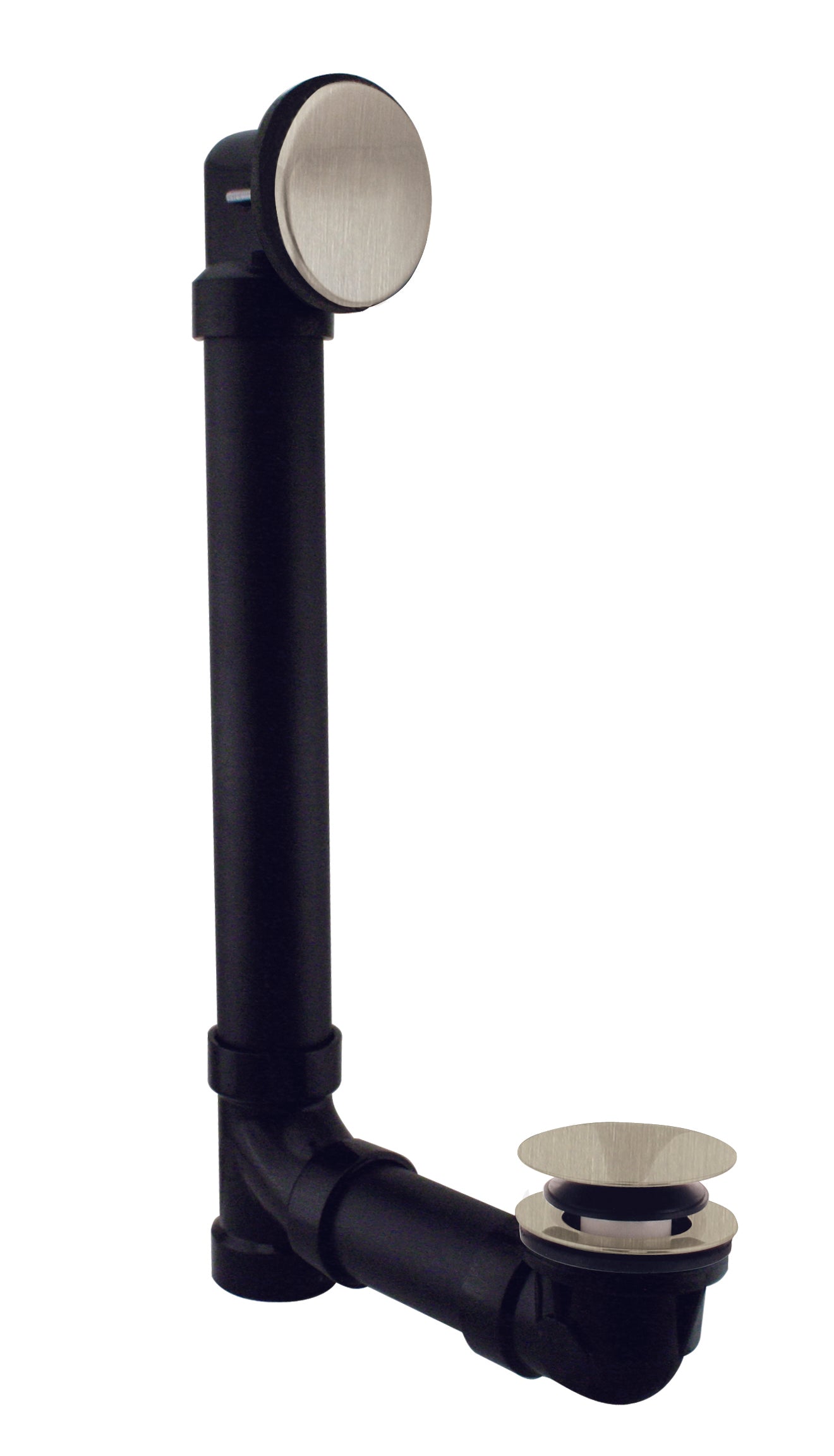 Westbrass 493144H Illusionary Overflow 12 in. and 4 in. Sch. 40 ABS Bath Waste and Overflow with Tip-Toe Bath Drain