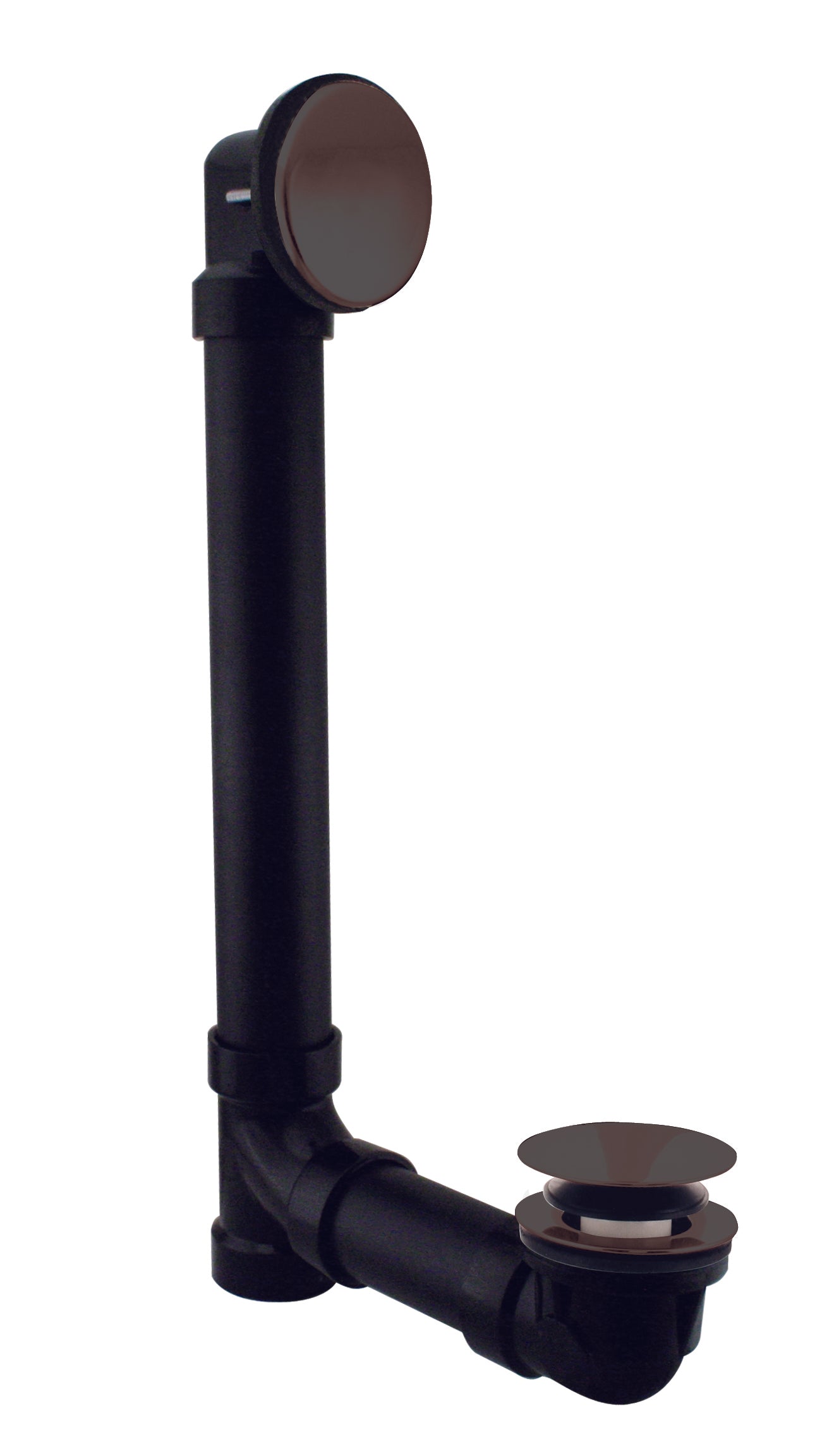 Westbrass 493144H Illusionary Overflow 12 in. and 4 in. Sch. 40 ABS Bath Waste and Overflow with Tip-Toe Bath Drain