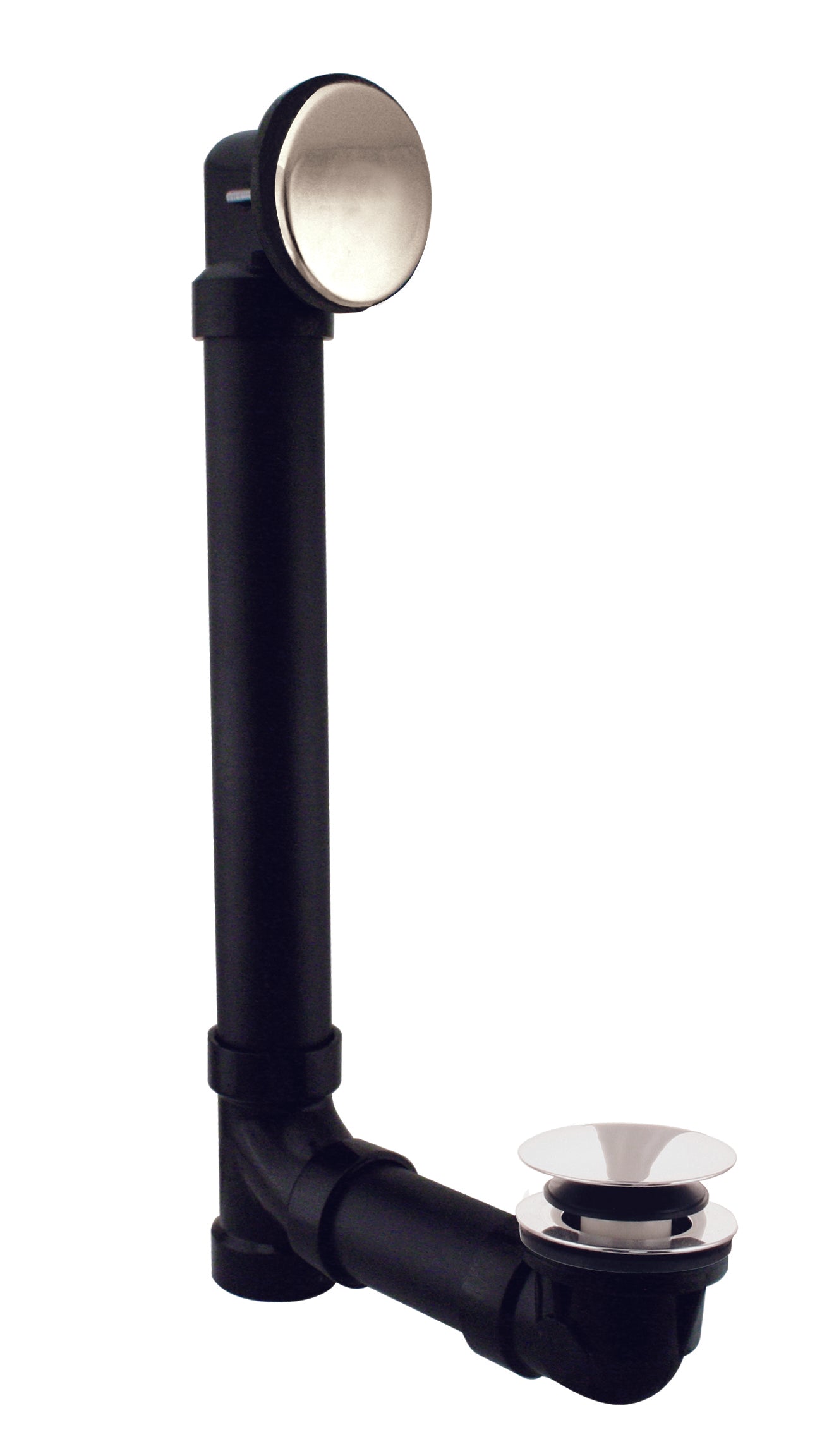 Westbrass 493144H Illusionary Overflow 12 in. and 4 in. Sch. 40 ABS Bath Waste and Overflow with Tip-Toe Bath Drain