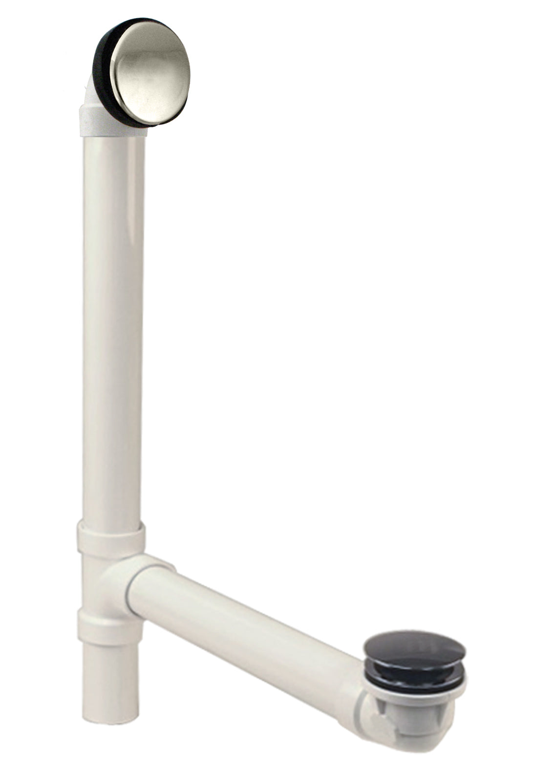 Westbrass 493244H Illusionary Overflow 12 in. and 4 in. Sch. 40 PVC Bath Waste and Overflow with Tip-Toe Bath Drain