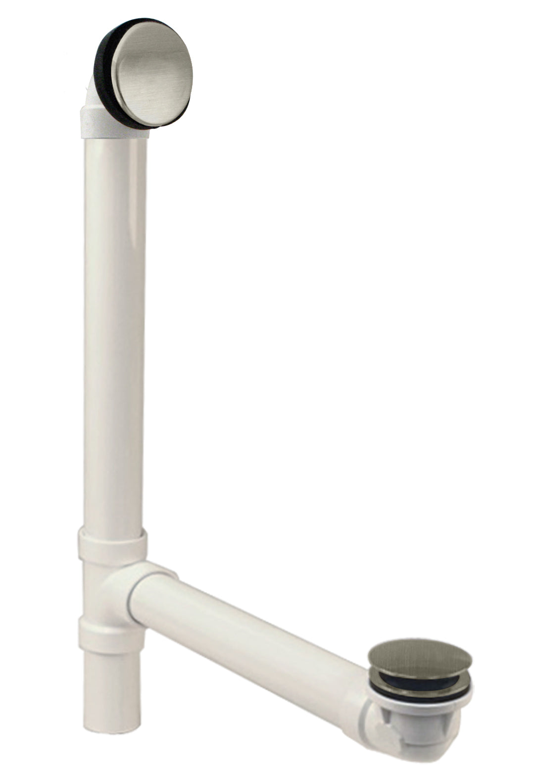 Westbrass 493244H Illusionary Overflow 12 in. and 4 in. Sch. 40 PVC Bath Waste and Overflow with Tip-Toe Bath Drain