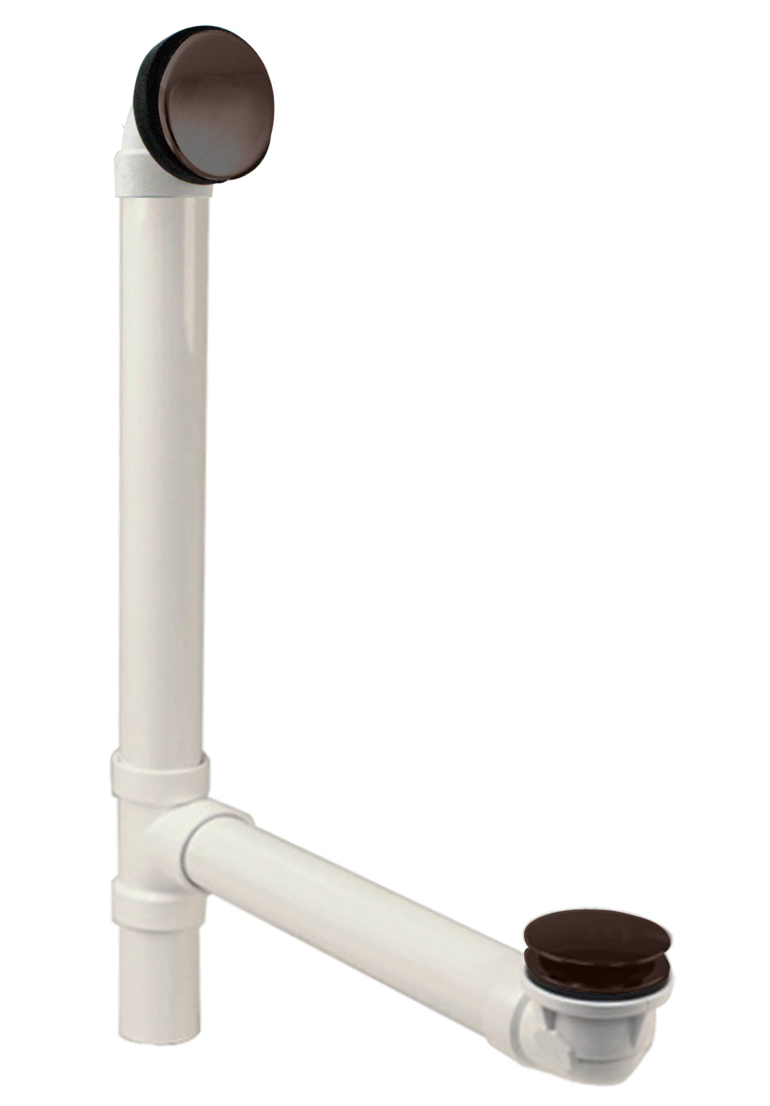 Westbrass 493244H Illusionary Overflow 12 in. and 4 in. Sch. 40 PVC Bath Waste and Overflow with Tip-Toe Bath Drain
