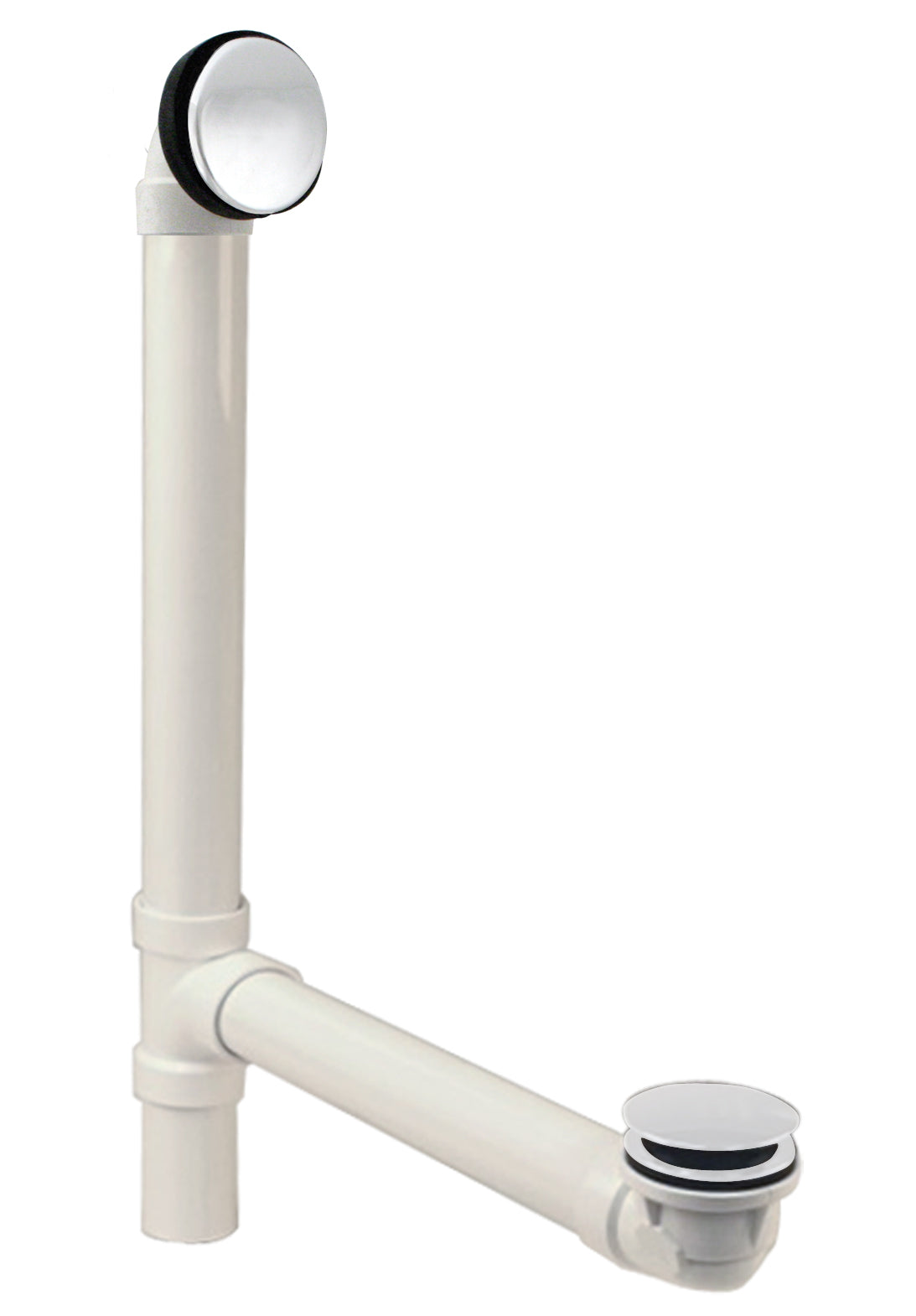 Westbrass 493244H Illusionary Overflow 12 in. and 4 in. Sch. 40 PVC Bath Waste and Overflow with Tip-Toe Bath Drain