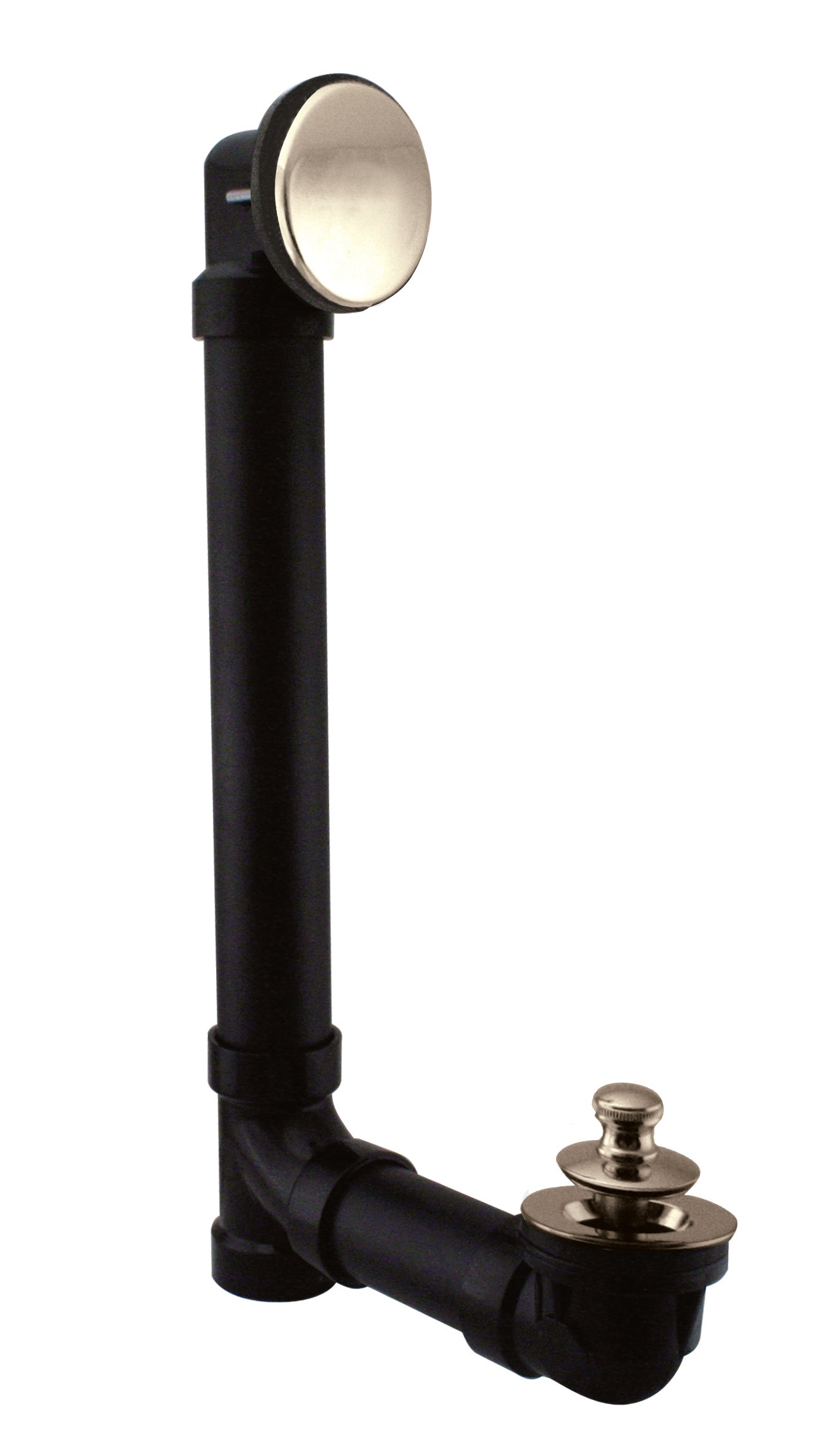 Westbrass 494144H Illusionary Overflow 12 in. and 4 in. Sch. 40 ABS Bath Waste and Overflow with Lift and Turn Bath Drain