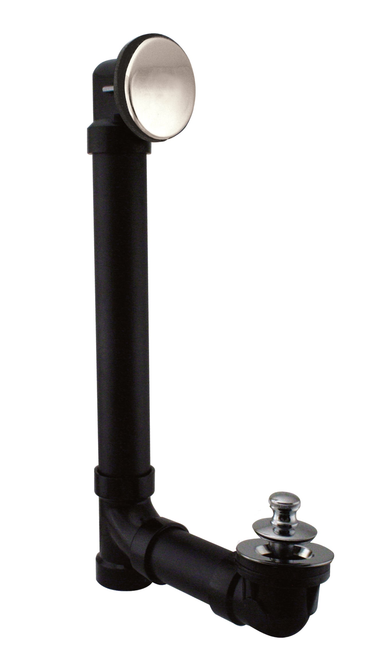 Westbrass 494144H Illusionary Overflow 12 in. and 4 in. Sch. 40 ABS Bath Waste and Overflow with Lift and Turn Bath Drain