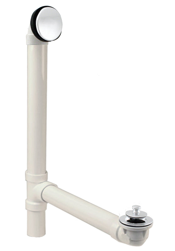 Westbrass 494244H Illusionary Overflow 12 in. and 4 in. Sch. 40 PVC Bath Waste and Overflow with Lift and Turn Bath Drain