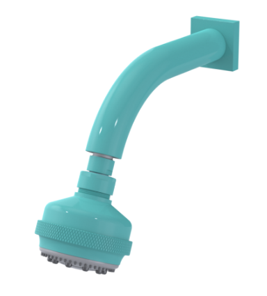 Rubinet 4F033 3 Function Shower Head with Wall Mount 8 Shower Arm Flange