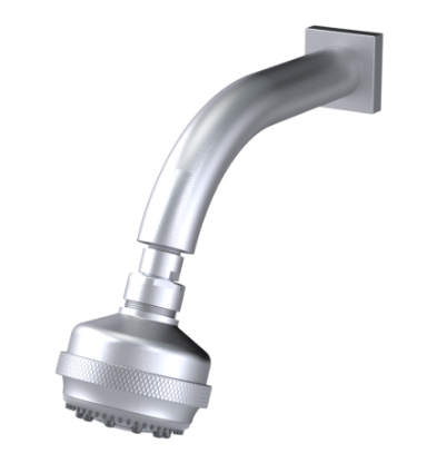 Rubinet 4F033 3 Function Shower Head with Wall Mount 8 Shower Arm Flange