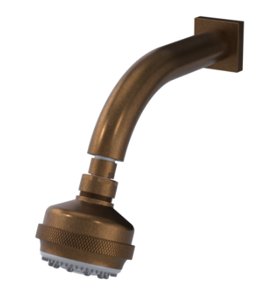 Rubinet 4F033 3 Function Shower Head with Wall Mount 8 Shower Arm Flange